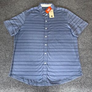 The Normal Brand Active Puremeso Shirt Mens XXL Blue Striped Short‎ Sleeve Soft